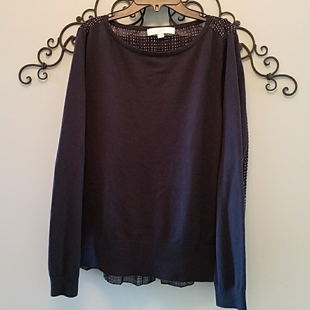 Loft mixed-media sweater blouse